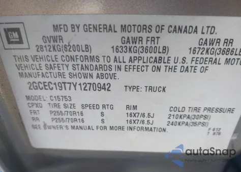 2000 Chevrolet Silverado 1500 Ls from USA, damaged, VIN 2GCEC19T7Y1270942